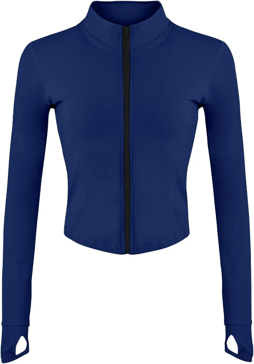 Gacaky Women's Athletic Jacket Lightweight Full Zip Up Yoga Jacket Cropped Workout Slim Fit Tops with Thumb Holes