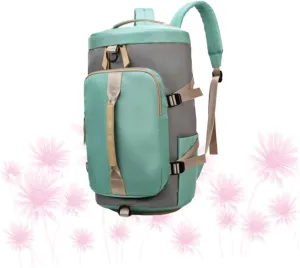 Gatuida Large Capacity Gym Bag with Zipper Multifunctional Travel Backpack and Tote Bag for Outdoor Fitness Weekend Trips Work and Daily Use Green and Grey