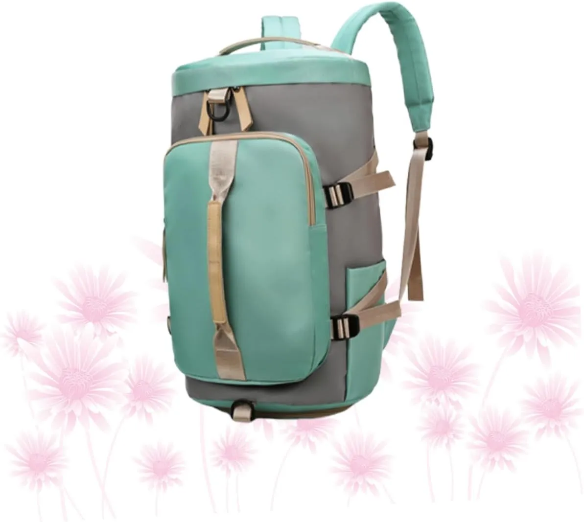 Gatuida Large Capacity Gym Bag with Zipper Multifunctional Travel Backpack and Tote Bag for Outdoor Fitness Weekend Trips Work and Daily Use Green and Grey