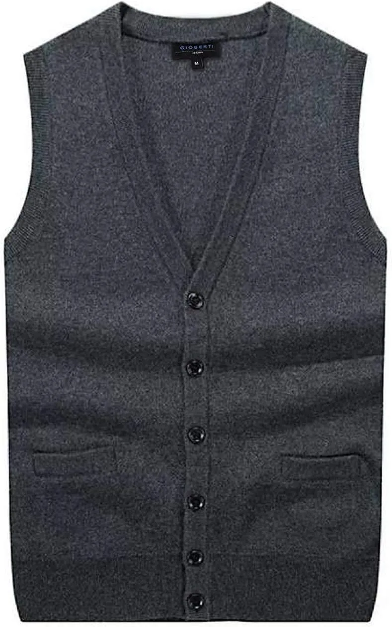 Gioberti Mens V-Neck Button Down Knitted Cardigan Vest