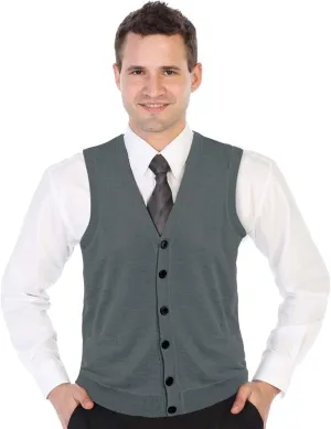 Gioberti Mens V-Neck Button Down Knitted Cardigan Vest