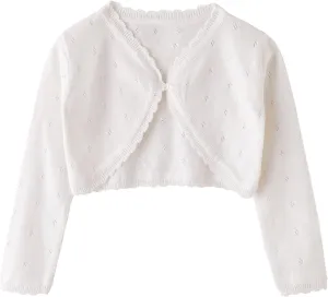 Girls Cardigan Sweater Toddler Bolero Shrug Baby Kids Long Sleeve Dress Up Button Closure Cropped Jacket Tops
