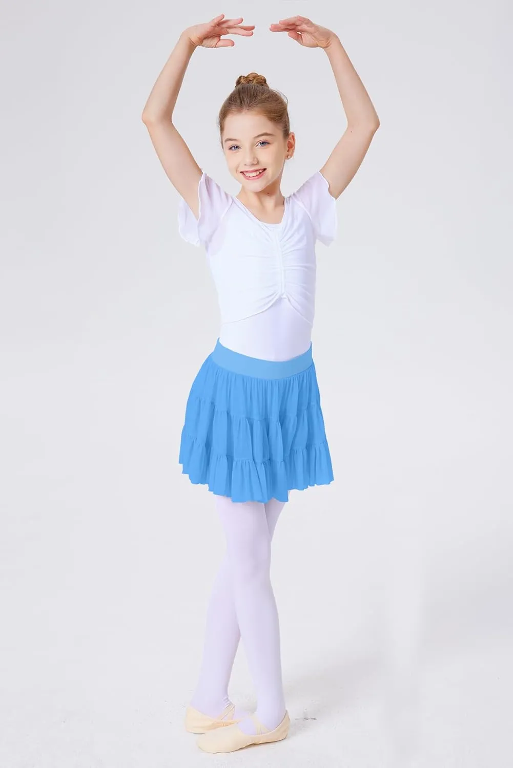 Girls Summer Pleated Ruffle Tennis Skirt with Shorts Flowy Running Casual Athletic Skort with Pockets 5-14 Years