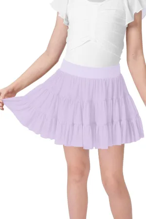Girls Summer Pleated Ruffle Tennis Skirt with Shorts Flowy Running Casual Athletic Skort with Pockets 5-14 Years