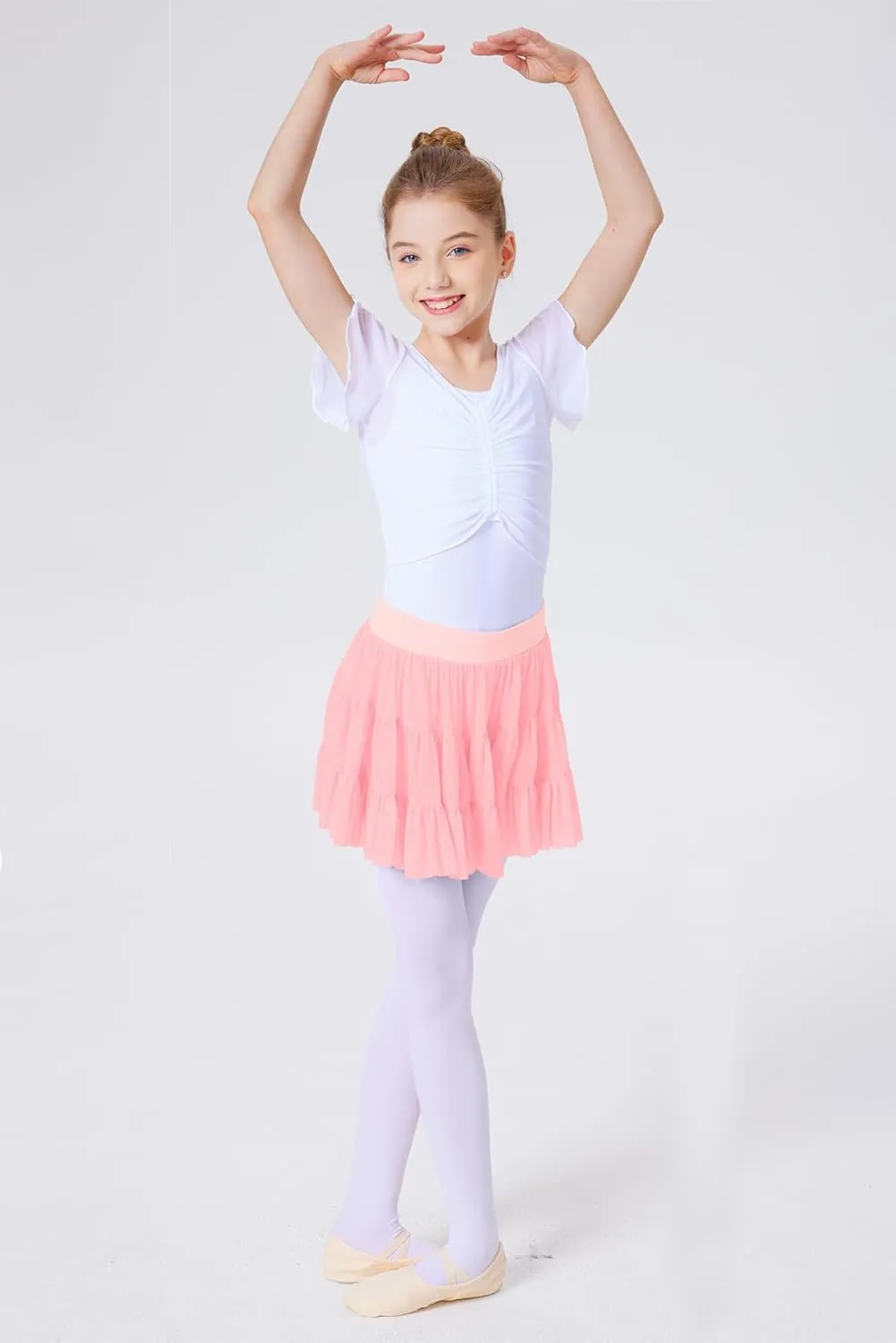 Girls Summer Pleated Ruffle Tennis Skirt with Shorts Flowy Running Casual Athletic Skort with Pockets 5-14 Years