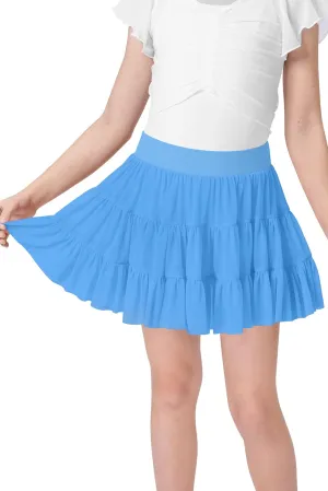 Girls Summer Pleated Ruffle Tennis Skirt with Shorts Flowy Running Casual Athletic Skort with Pockets 5-14 Years