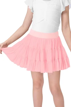 Girls Summer Pleated Ruffle Tennis Skirt with Shorts Flowy Running Casual Athletic Skort with Pockets 5-14 Years