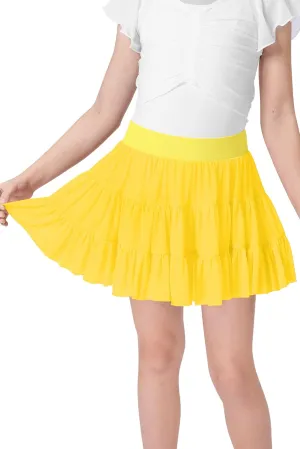 Girls Summer Pleated Ruffle Tennis Skirt with Shorts Flowy Running Casual Athletic Skort with Pockets 5-14 Years