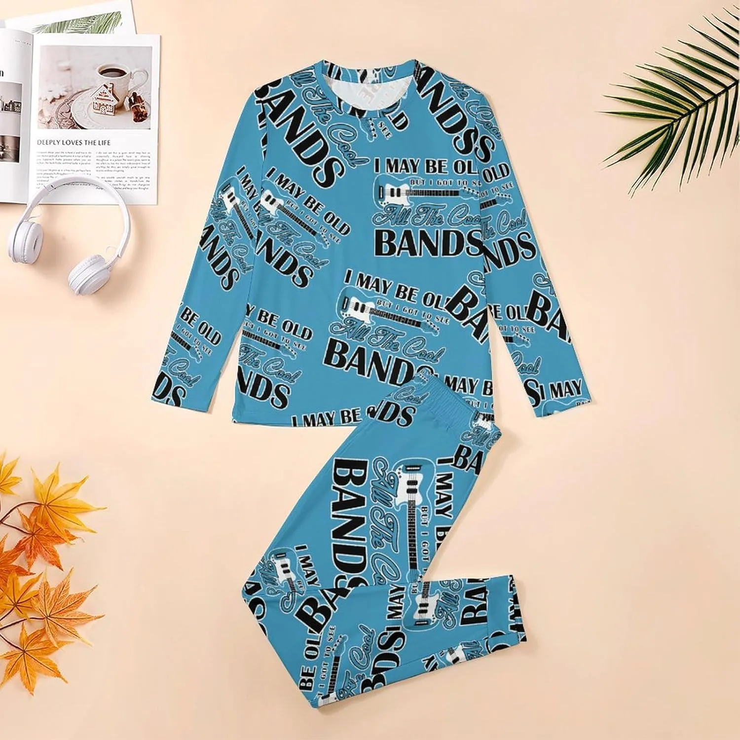 Got to See All Cool Bands Men's Pajamas Set Long Sleeve Top and Pants Sleepwear Two Piece Loungewear