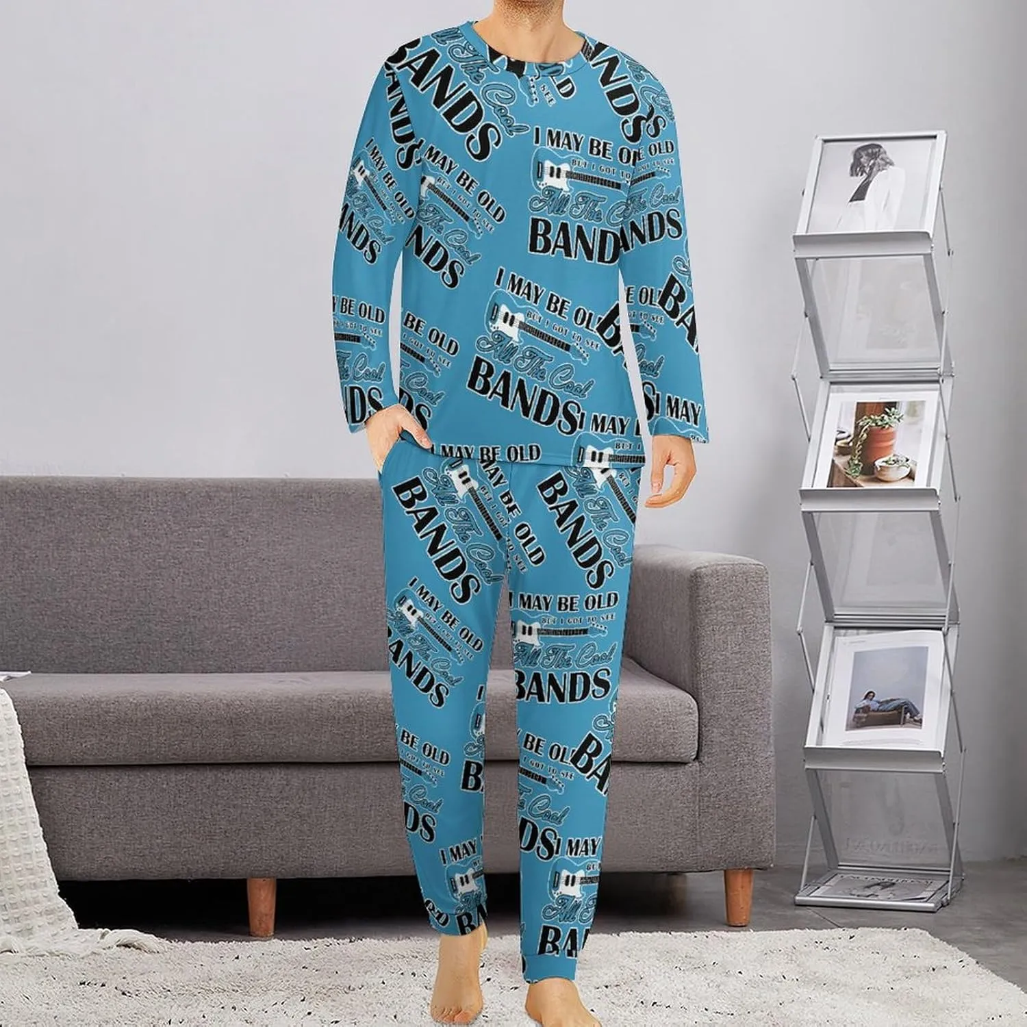 Got to See All Cool Bands Men's Pajamas Set Long Sleeve Top and Pants Sleepwear Two Piece Loungewear