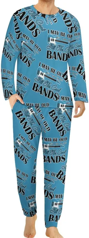 Got to See All Cool Bands Men's Pajamas Set Long Sleeve Top and Pants Sleepwear Two Piece Loungewear