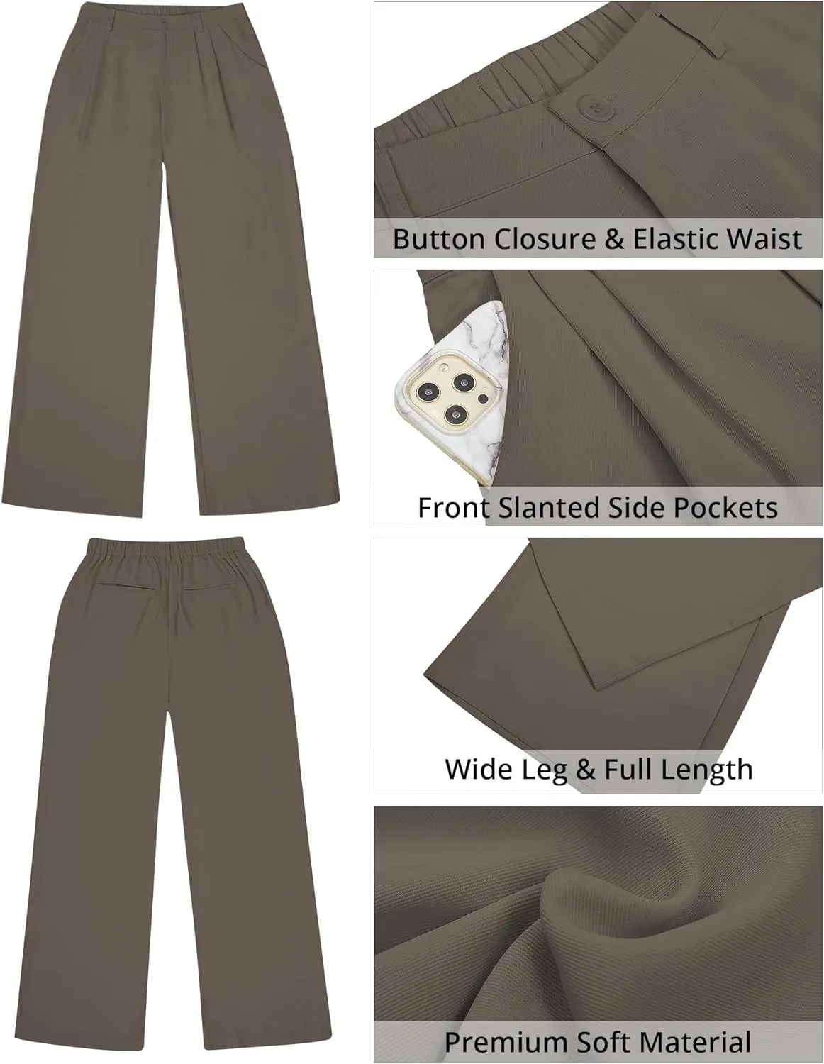 GRAPENT Wide Leg Pants for Women Work Business Casual High Waisted Dressy Pants Flowy Trousers Office