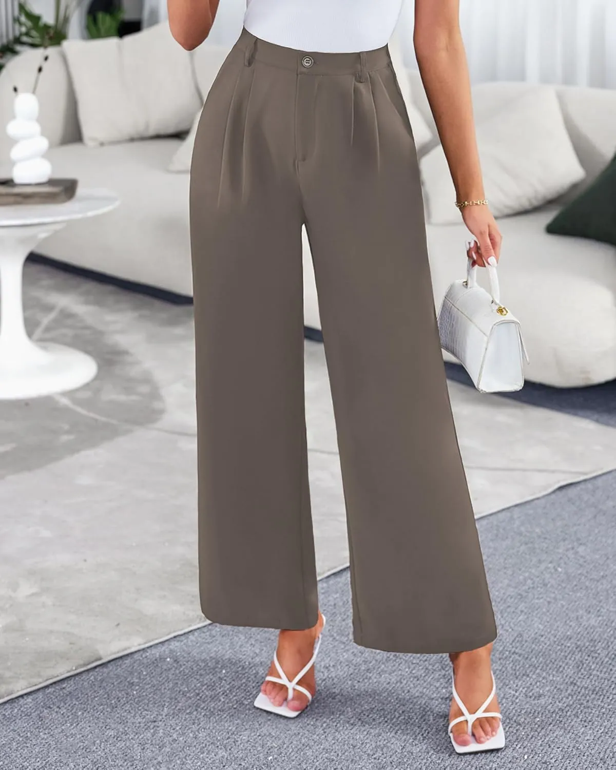 GRAPENT Wide Leg Pants for Women Work Business Casual High Waisted Dressy Pants Flowy Trousers Office
