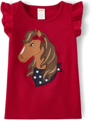 Gymboree Girls' and Toddler Flutter Short Sleeve Embroidered Graphic T-Shirt