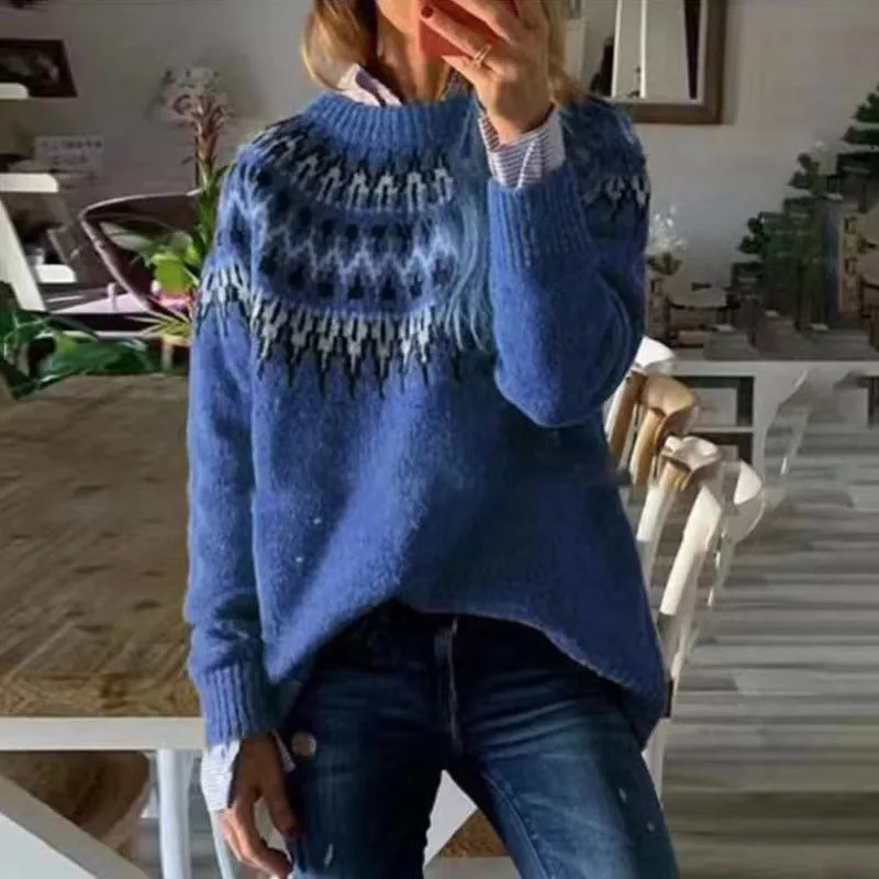 Hana | Fair Isle Knit Sweater - Women's Cozy Winter Pullover, Soft Knit, Relaxed Fit, Ribbed Cuffs, Casual Style