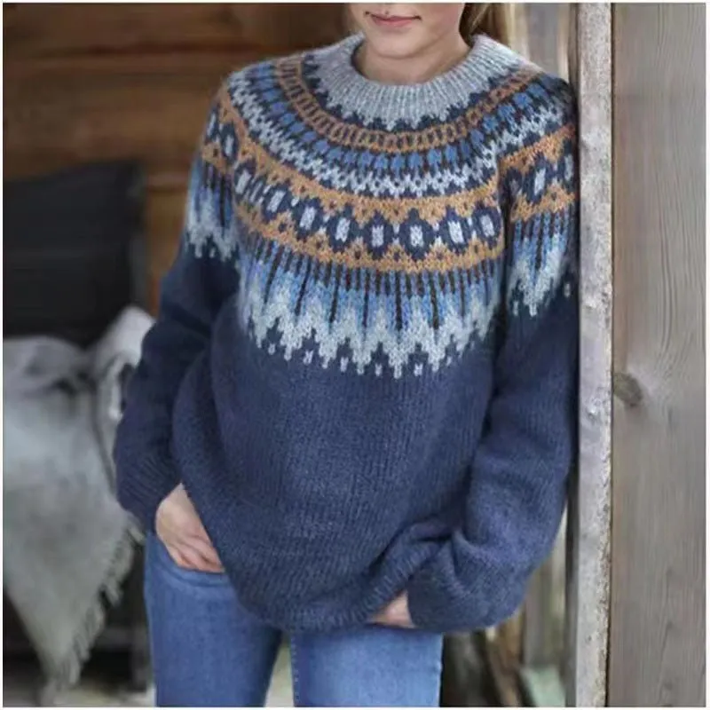 Hana | Fair Isle Knit Sweater - Women's Cozy Winter Pullover, Soft Knit, Relaxed Fit, Ribbed Cuffs, Casual Style
