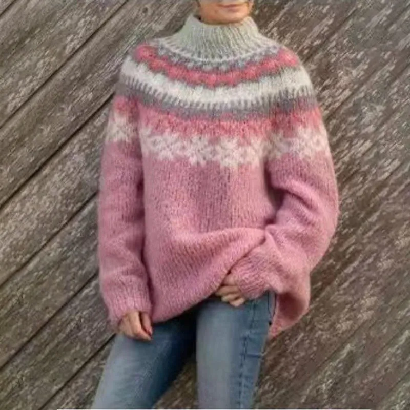 Hana | Fair Isle Knit Sweater - Women's Cozy Winter Pullover, Soft Knit, Relaxed Fit, Ribbed Cuffs, Casual Style