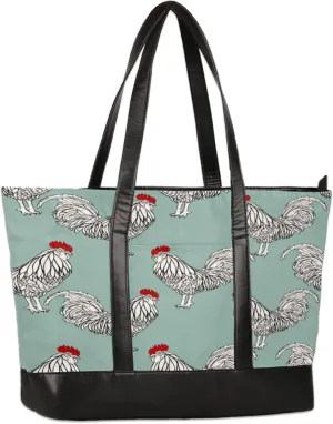 Hand Painted Roosters Laptop Tote Bag for Women Lightweight Work Purse with Multiple Compartments Fits 13-15.6 Inch Laptop Tablet Shoulder Bag for Office Travel Daily Use