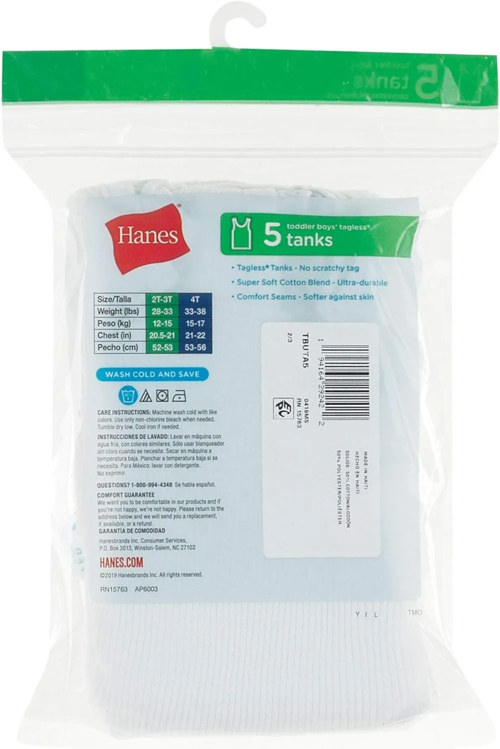Hanes Toddler Boys Tank 5-Pack