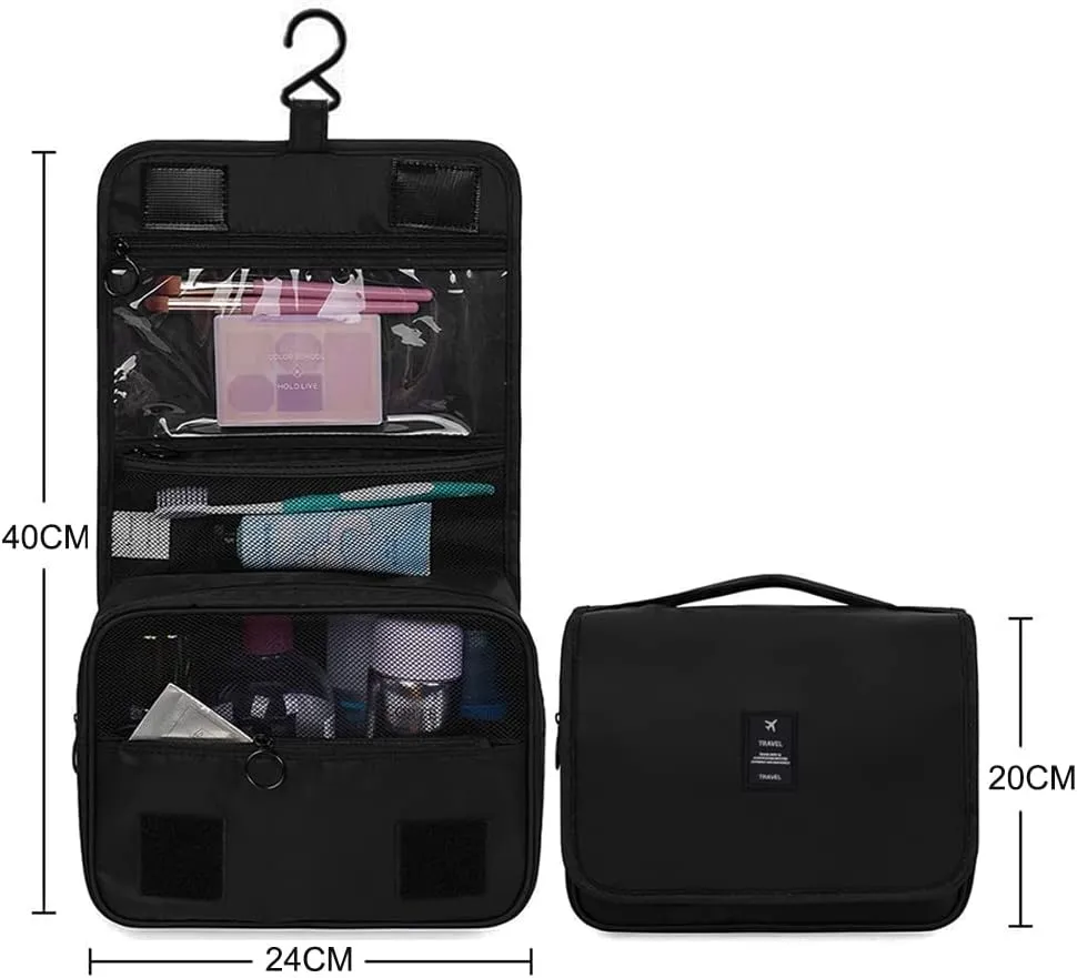 Hanging Toiletry Bag, 2 Pcs Cosmetic Travel Toiletry Organizer for Men and Women with 1 Sturdy Hook, Perfect for Travel/Daily Use