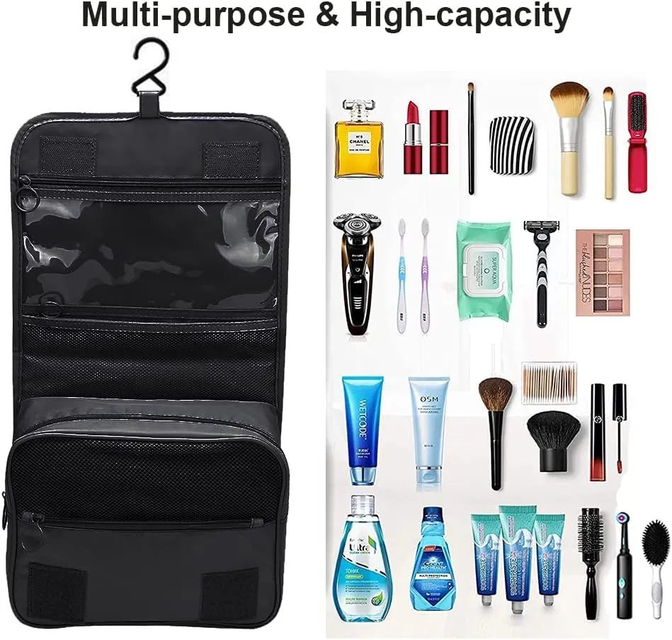 Hanging Toiletry Bag, 2 Pcs Cosmetic Travel Toiletry Organizer for Men and Women with 1 Sturdy Hook, Perfect for Travel/Daily Use