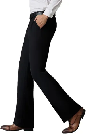 HAORUN Men Bell Bottom Flared Pants Slim Fit Retro 60s 70s Formal Dress Bootcut Trousers