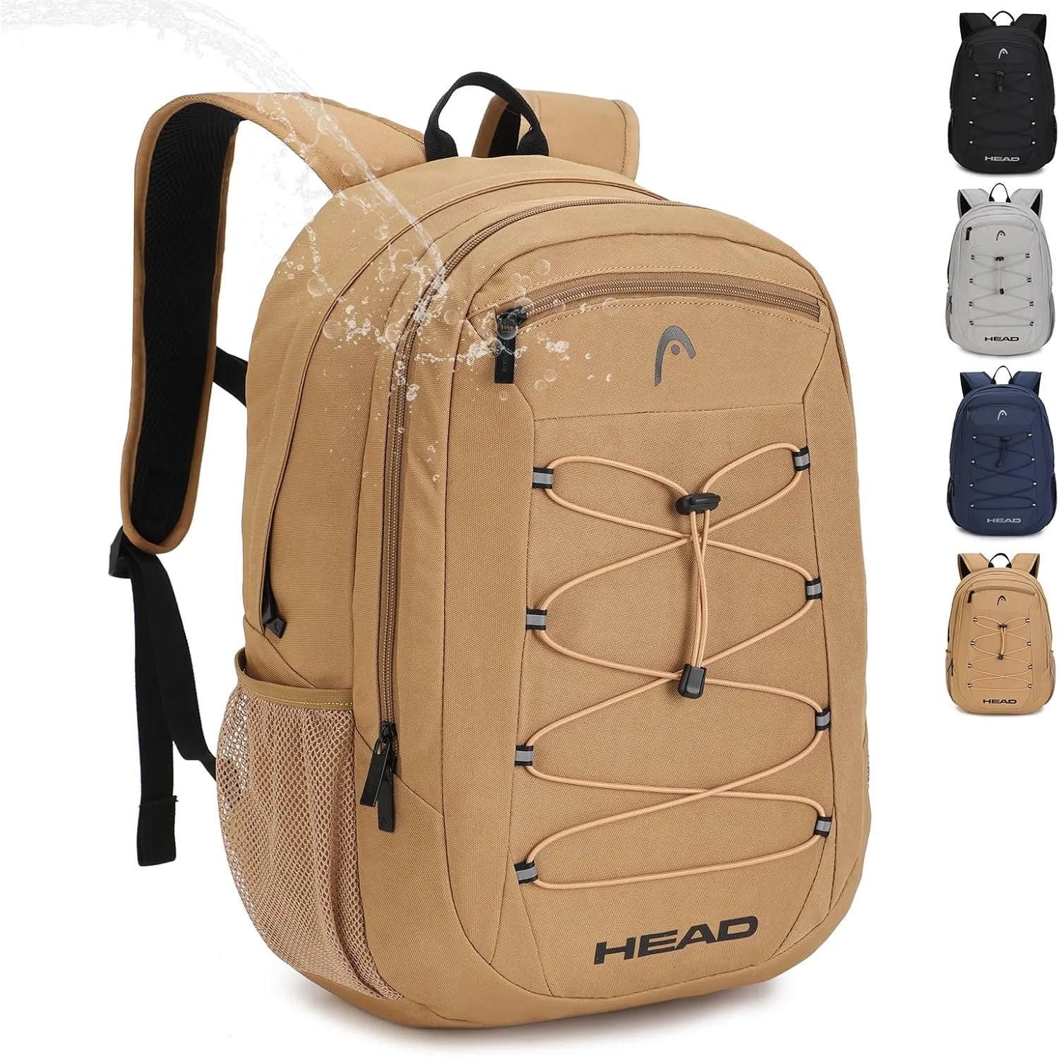 HEAD 30L Waterproof Travel Backpack for Men, Lightweight Laptop Backpack Fits 15.6 inch Notebook,Casual Daypack Backpack for College/Sport/Workout/Outdoor/Daily Use
