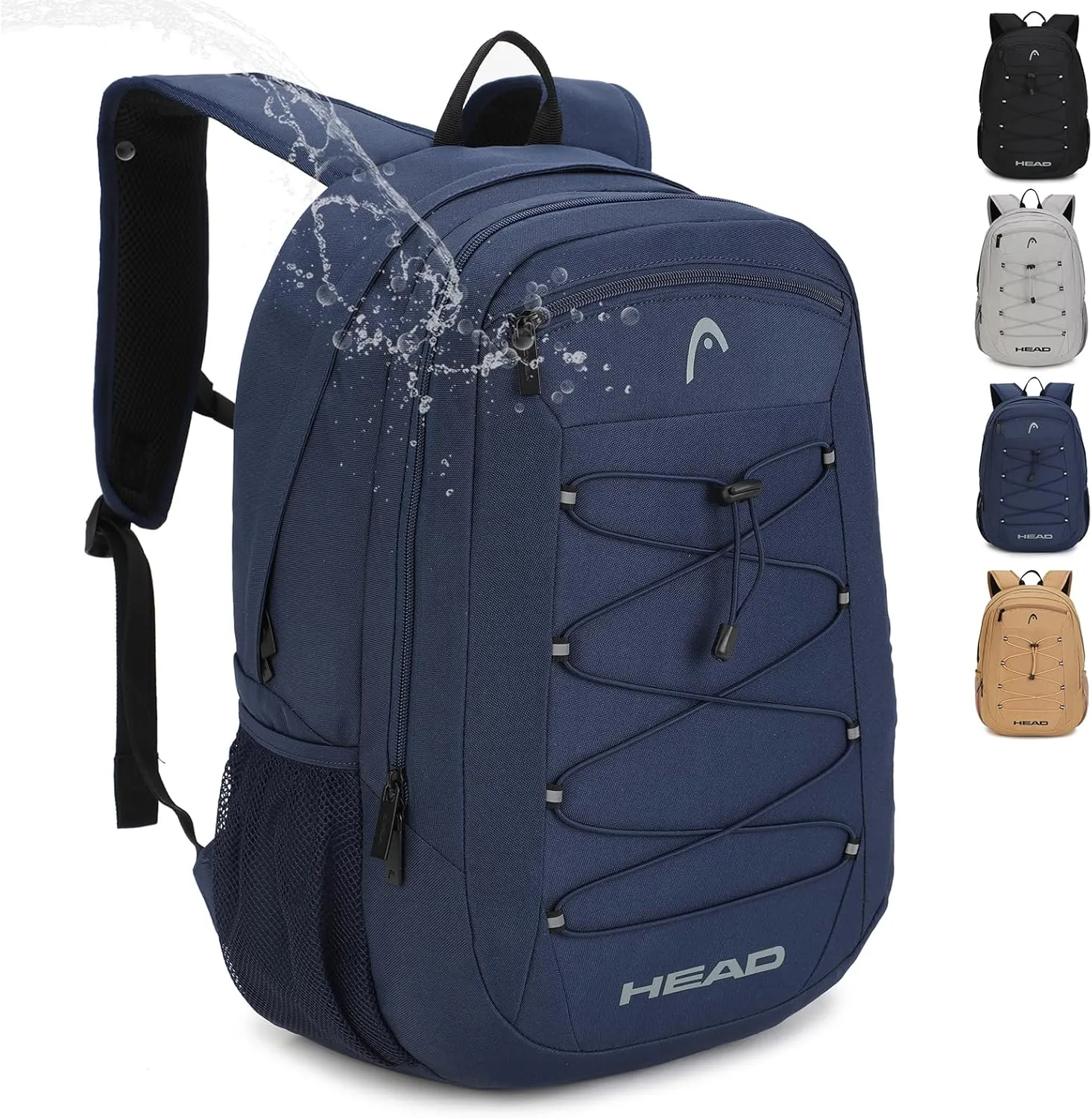 HEAD 30L Waterproof Travel Backpack for Men, Lightweight Laptop Backpack Fits 15.6 inch Notebook,Casual Daypack Backpack for College/Sport/Workout/Outdoor/Daily Use