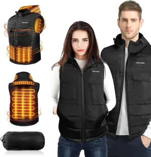 Heated Vest for Men Women, 6 Pockets, 4 Heating Zones, Electric Outdoors Heating Jacket Coat (Battery Not Included)