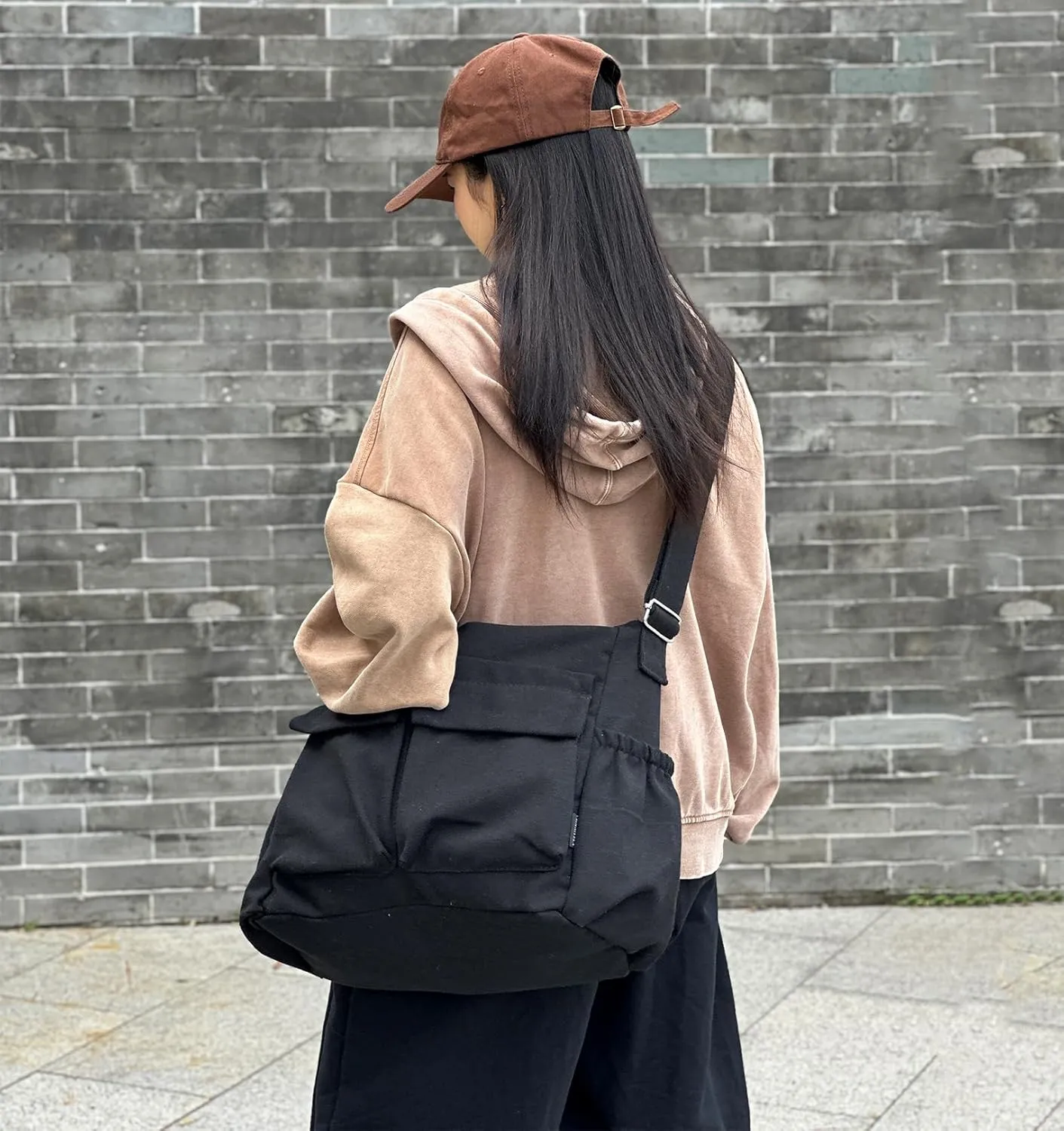 High Density Canvas Messenger Bag for Men/Women, 15 Large Crossbody Shoulder Bag Tote Bag for College/Travel/Work Daily Use