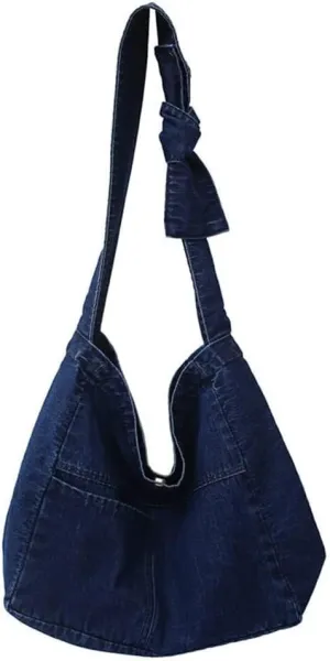 Hobo Large Tote Handbag Casual Retro Jean Shoulder Purse for Work Daily Use Denim Shoulder Purse for Women