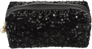 HomeSoGood Sequin Cosmetic Bag Large Glitter Makeup Zipper Bag Toiletry Bag Capacity Travel Cosmetic Handbag for Women Girls Travel Daily Use(Black)