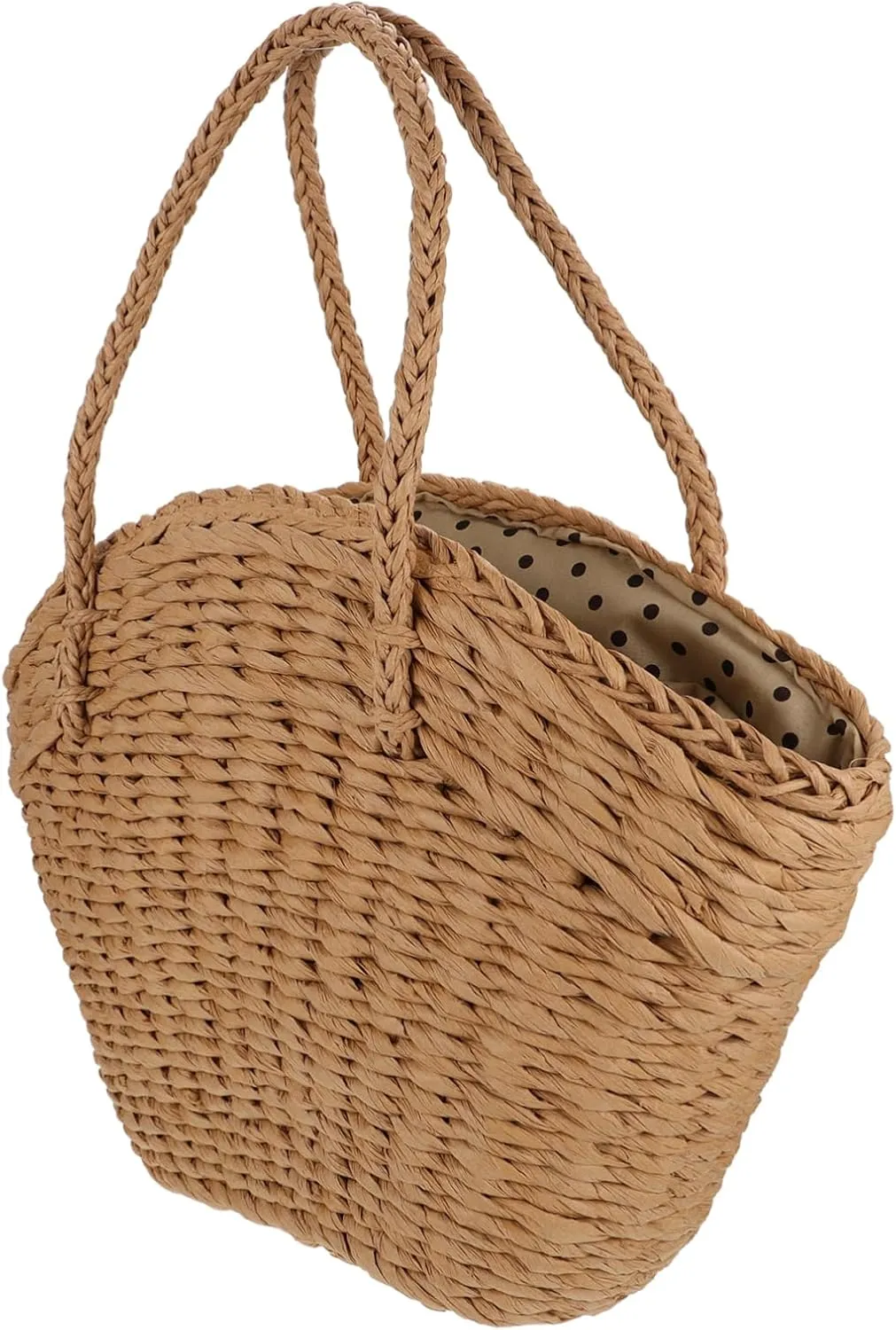 Homoyoyo Bucket Pouch Straw Bag Large Capacity Portable Shoulder Pouch for Daily Use