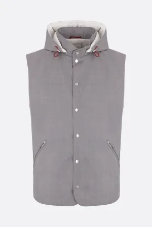 Hooded Padded Wool Vest