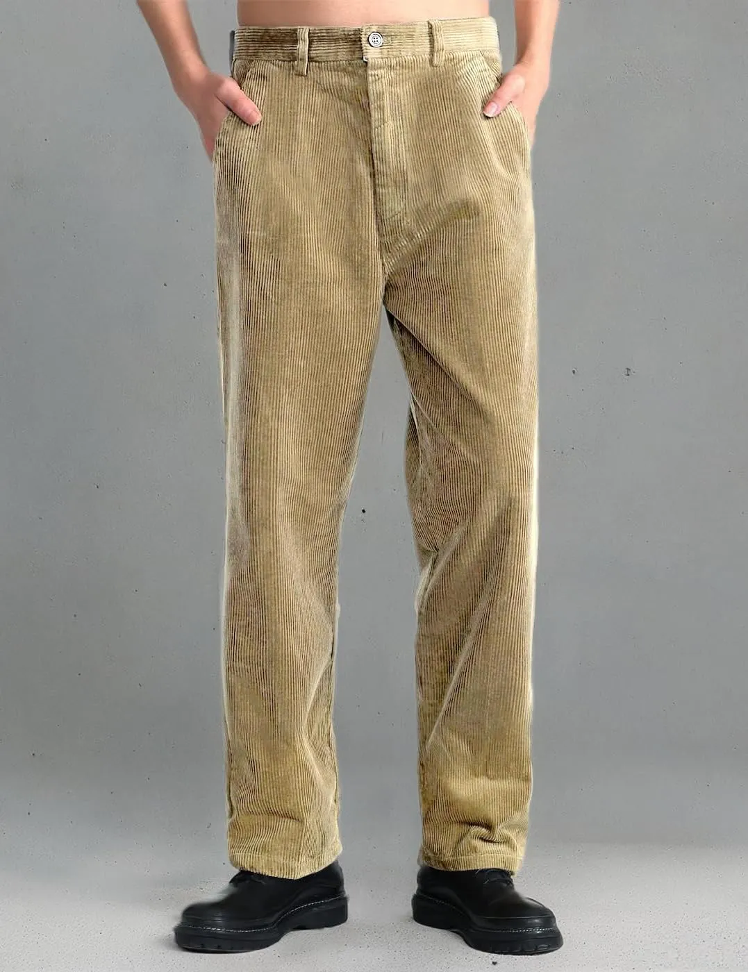 IDEALSANXUN Mens Corduroy Pants Flat Front Straight Leg Casual Pants