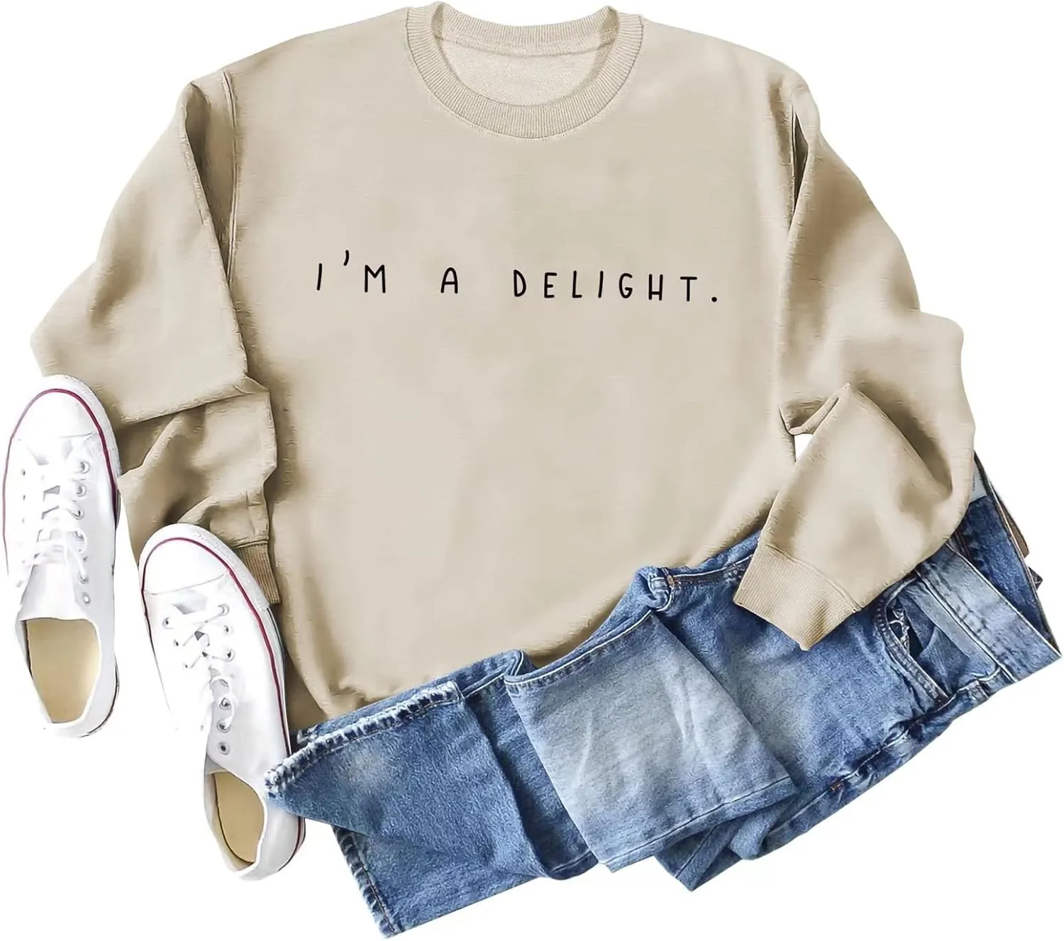 I'M A Delight Sweatshirt Women Funny Saying Letter Print Crewneck Pullover Humor Sarcastic Sayings Long Sleeve Tops