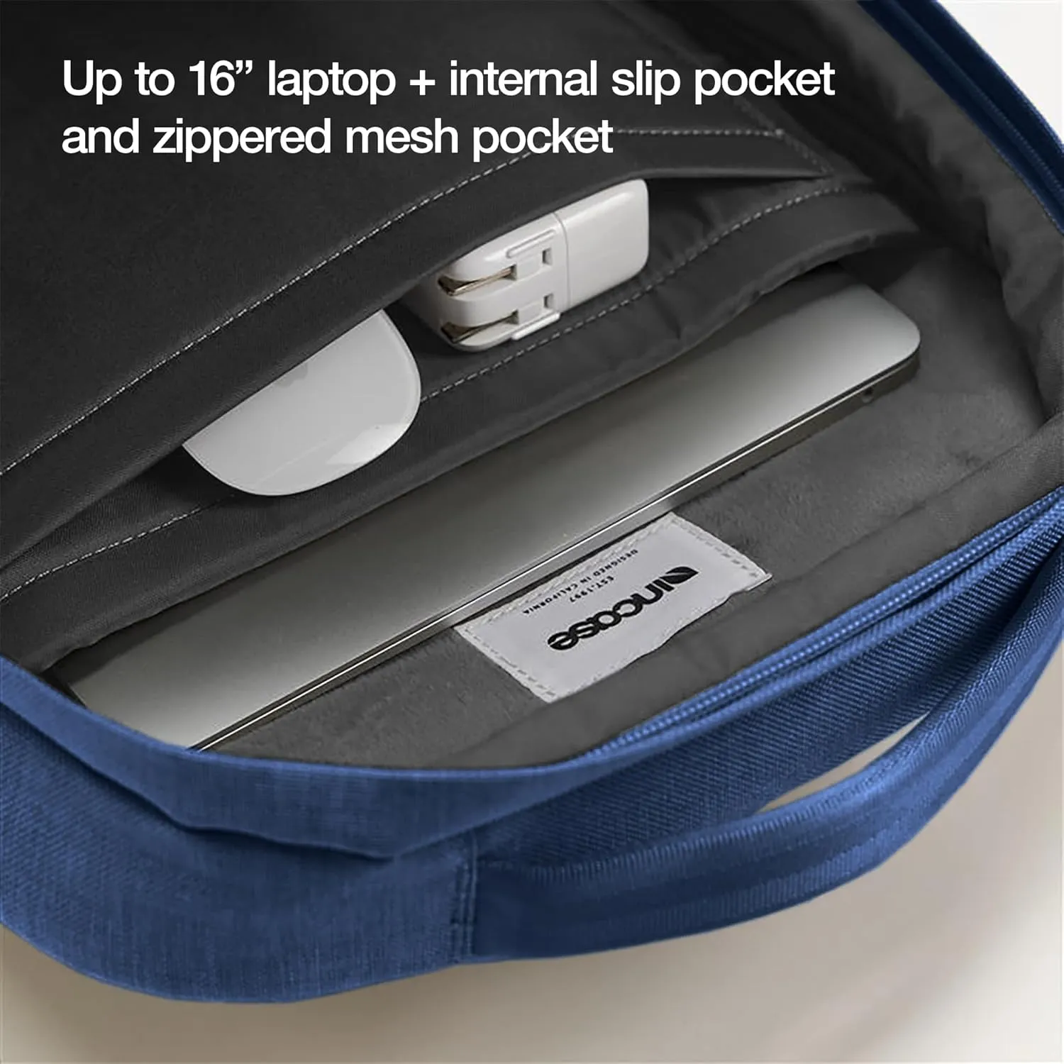 Incase Crosstown Backpack 20L  Durable Backpack Work, Travel & Daily Use  Faux Fur laptop pocket. External Zippered Pocket, Water Bottle Slips & Travel Pass-Through. Navy