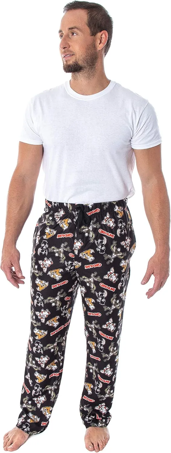 INTIMO The Gremlins Men's Gizmo Stripe Daffy Mogwai Allover Character Adult Sleep Lounge Pajama Pants