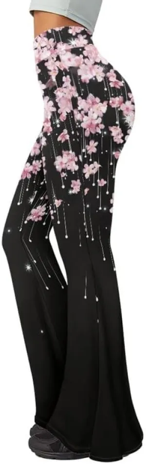 Irisjudy Women Flare Leggings Skulls Elastic High Waist Bootcut Yoga Pants Bell Bottom Camouflage Flared Sweatpants for Women