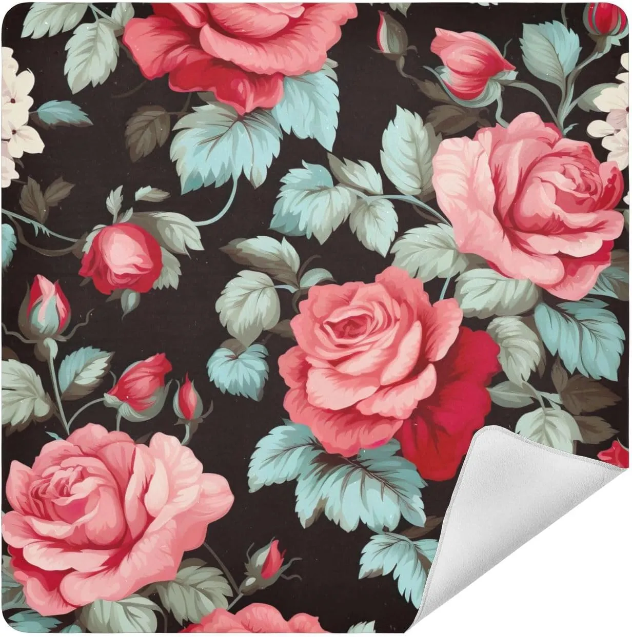 J JOYSAY Vintage Red Roses Self-Adhesive Magic Cloth Makeup Bag Magic Bag Travel Protective Wrap for Travel Daily Use,21.7 In