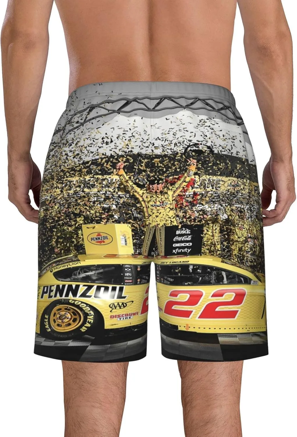 Joey-Logano-Car-22 Men's Swim Trunks Board Shorts Outdoor Beach Surfing