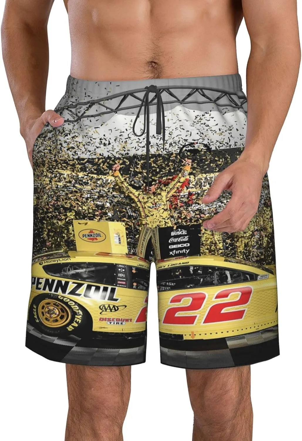 Joey-Logano-Car-22 Men's Swim Trunks Board Shorts Outdoor Beach Surfing
