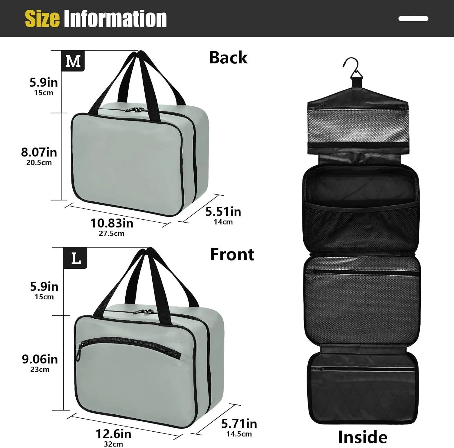Joko Ivery Celadon Travel Toiletry Bag with Hanging Hook Large Makeup Cosmetic Case for Women Men Packing Organizers with 4 Compartments for Daily Use Travel Accessories