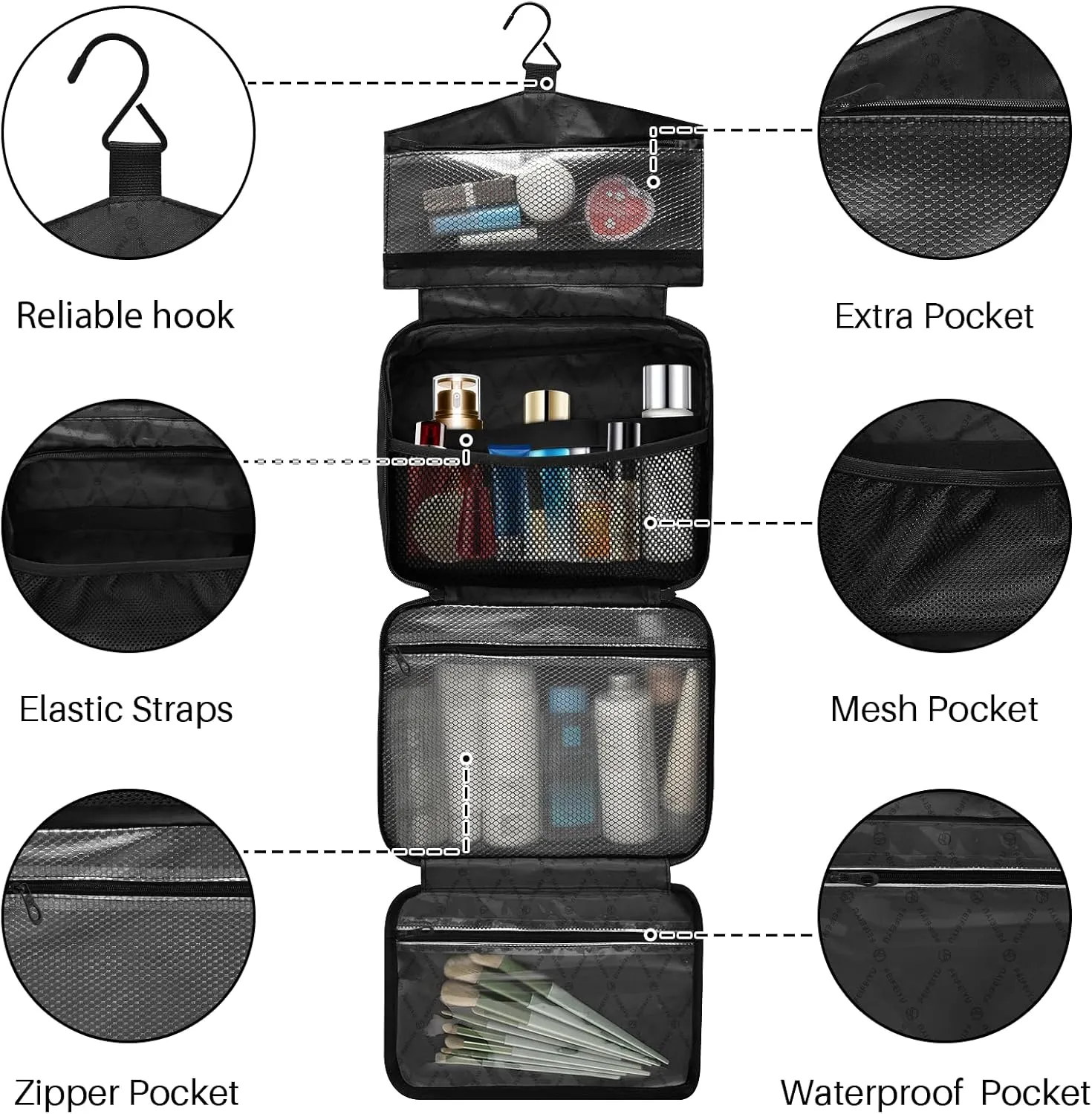 Joko Ivery Celadon Travel Toiletry Bag with Hanging Hook Large Makeup Cosmetic Case for Women Men Packing Organizers with 4 Compartments for Daily Use Travel Accessories