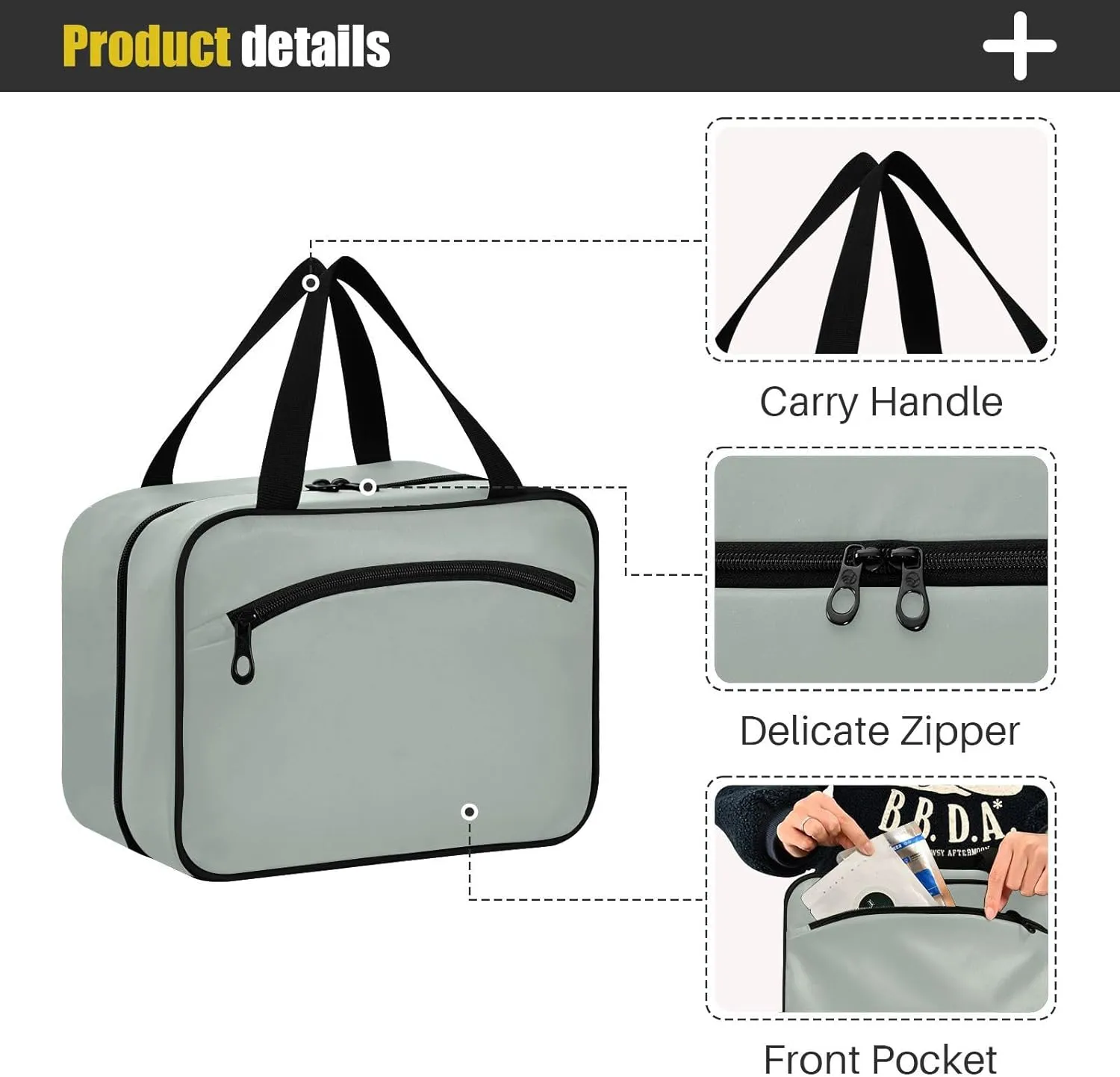 Joko Ivery Celadon Travel Toiletry Bag with Hanging Hook Large Makeup Cosmetic Case for Women Men Packing Organizers with 4 Compartments for Daily Use Travel Accessories
