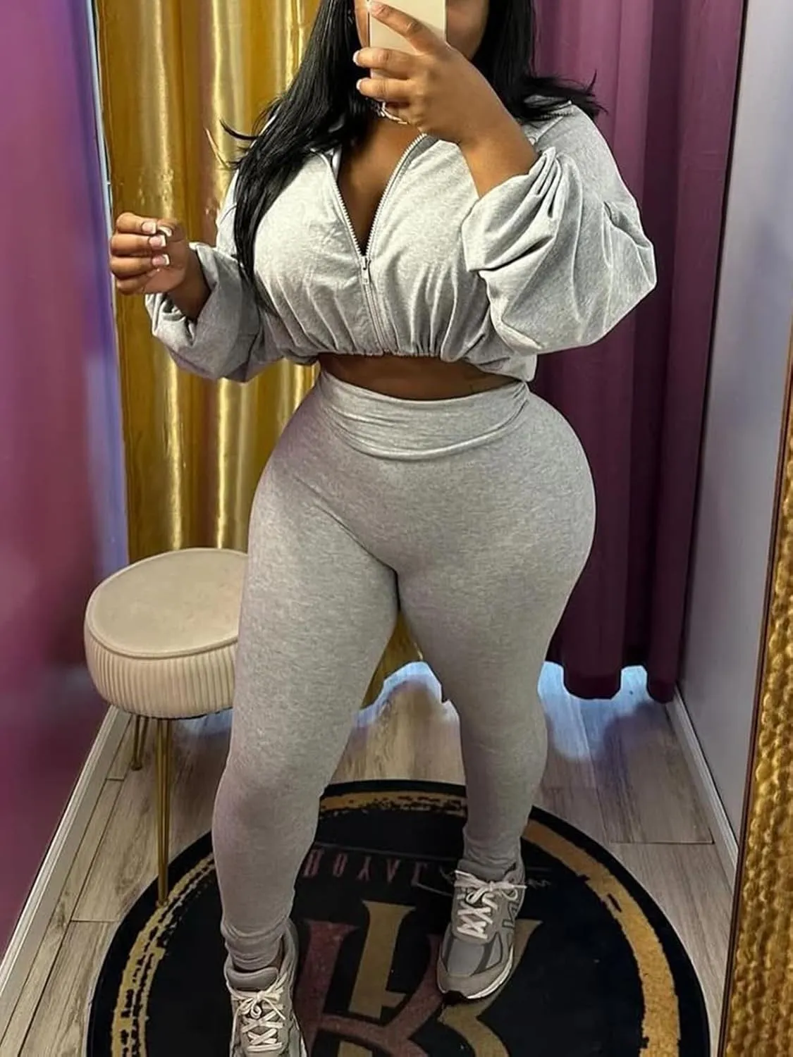 KANSOON Track Suits for Women Set 2 Piece Workout Sets Long Sleeve Crop Jacket Yoga Leggings Sweatsuits Jogging Suits