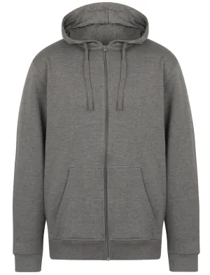 Kesler Brush Back Fleece Basic Zip Through Hoodie In Grey