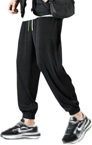 keusyoi Men's Sweatpant Summer Thin Ice Silk Pants Loose Sports Harem Pants Quick-Drying Casual Trousers