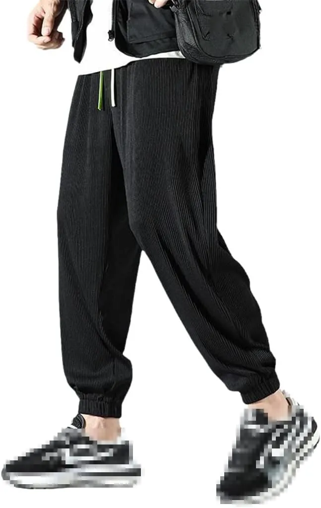keusyoi Men's Sweatpant Summer Thin Ice Silk Pants Loose Sports Harem Pants Quick-Drying Casual Trousers