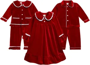 Kids Tales Child Velvet Pajama Sets Christmas Button Down Long Sleeve Shirt   Long Pants Boys Girls Solid Loungewear 2PCS